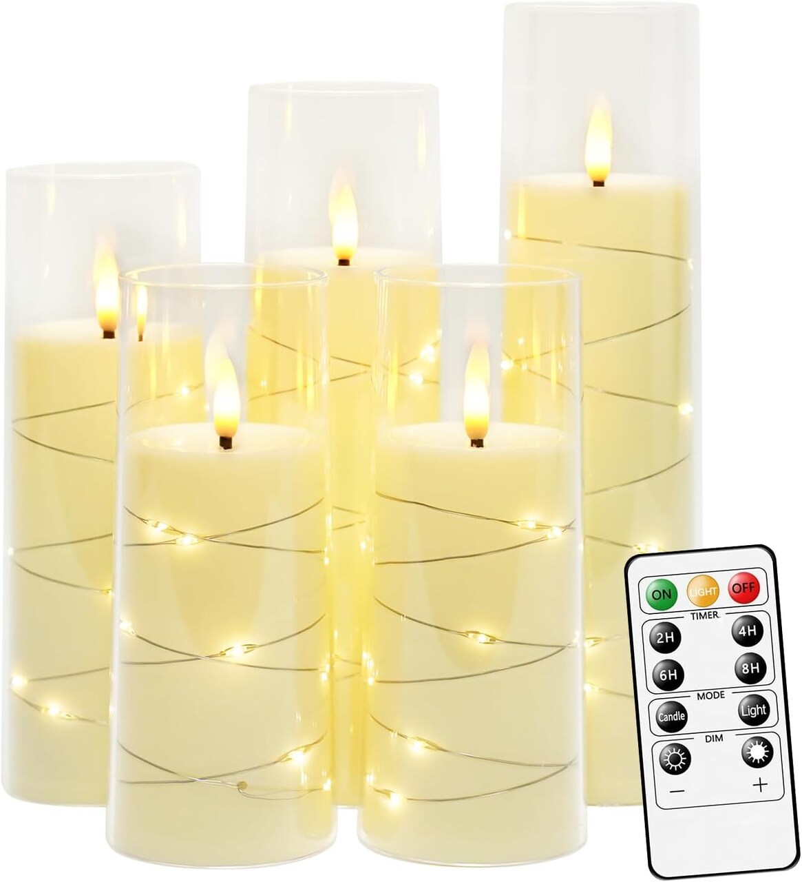 5 Pcs Flameless LED Candles Flickering Flameless Candles Battery Operated Candles with Remote Timer Warm Light Acrylic LED Pillar Candles for Romantic Atmosphere Home Decor